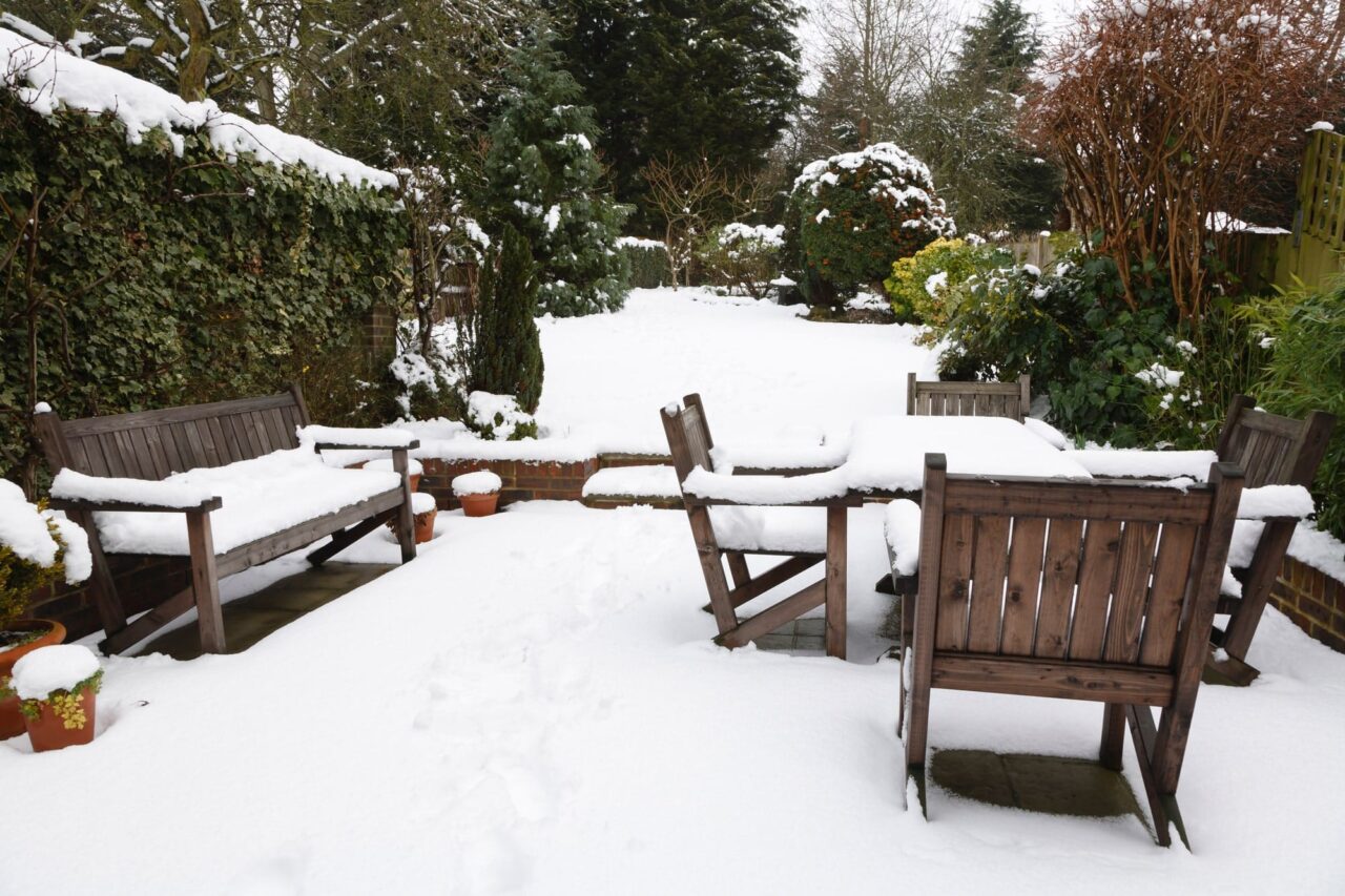 patio covered in snow