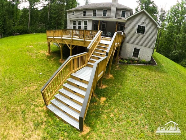 Photo of elevated deck with stairs