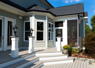 View of back deck and screened porch