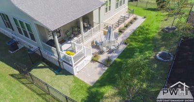 aerial view of white patio