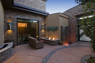 Patio at Dusk with Fire Pit